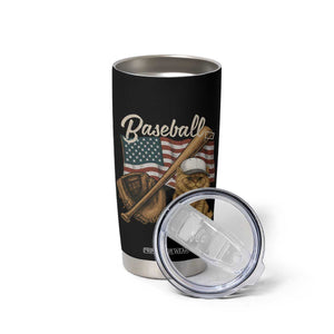 Funny Baseball Cat Lover Tumbler Cup Patriotic USA Sports Lover TS12 Print Your Wear