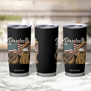 Funny Baseball Cat Lover Tumbler Cup Patriotic USA Sports Lover TS12 Print Your Wear