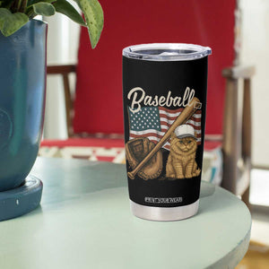 Funny Baseball Cat Lover Tumbler Cup Patriotic USA Sports Lover TS12 Print Your Wear