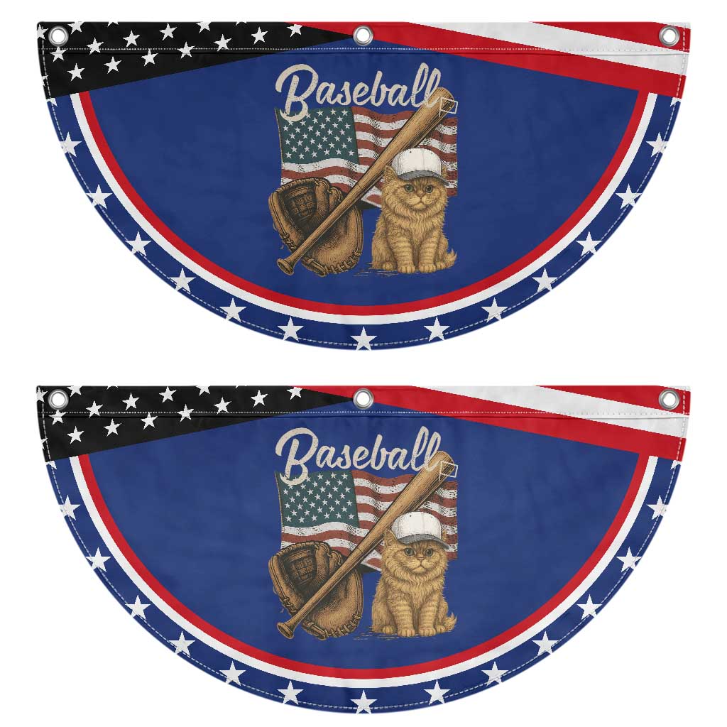 Funny Baseball Cat Lover Patriotic Fan Flag USA Sports Lover