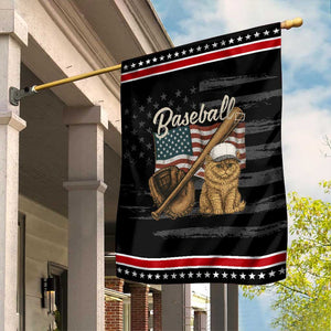 Funny Baseball Cat Lover Garden Flag Patriotic USA Sports Lover TS12 Distressed Black Red Print Your Wear