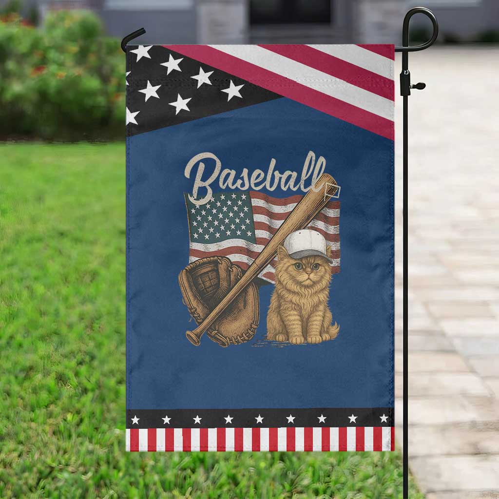 Funny Baseball Cat Lover Garden Flag Patriotic USA Sports Lover TS12 Classic Blue Black Print Your Wear