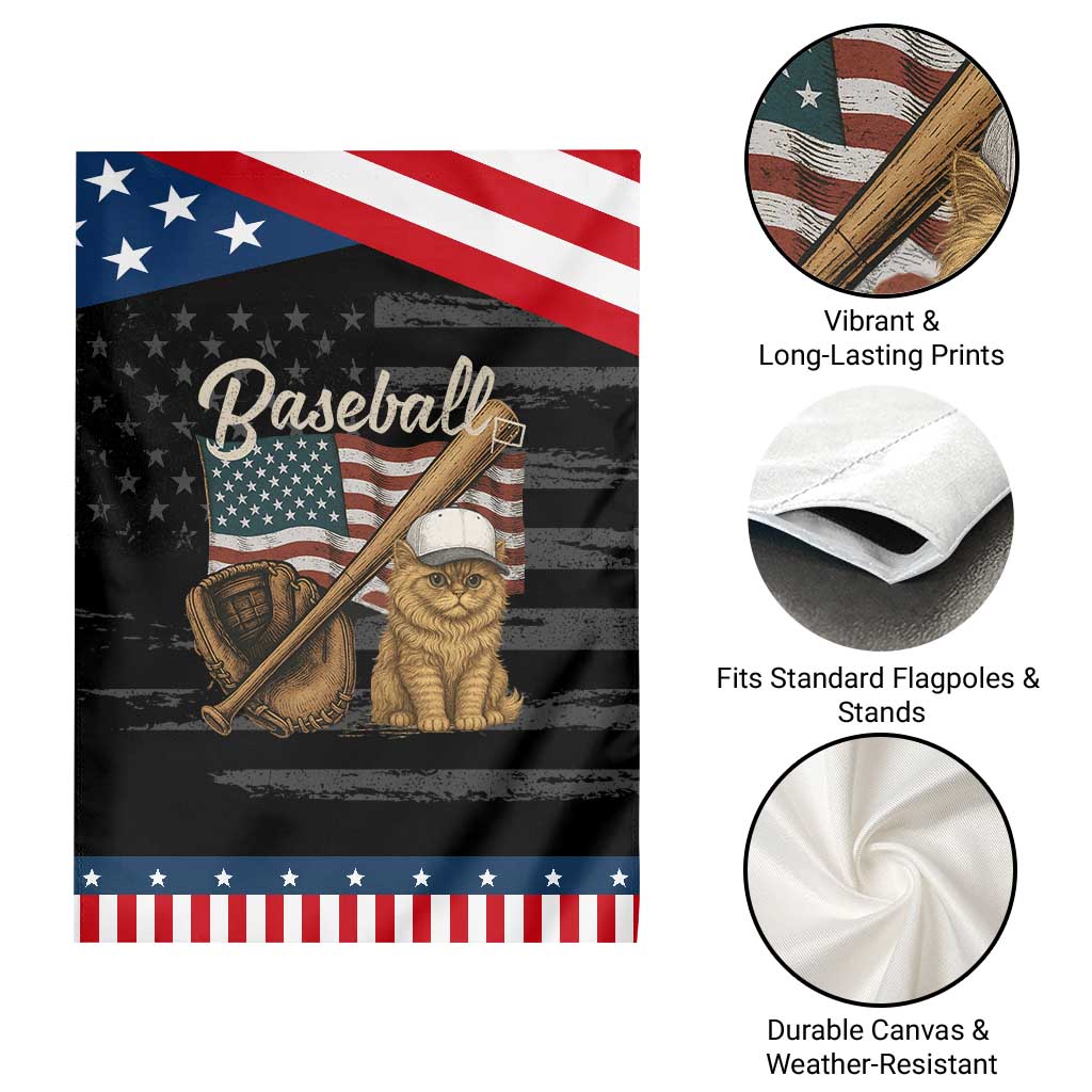Funny Baseball Cat Lover Garden Flag Patriotic USA Sports Lover TS12 Print Your Wear