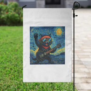 Funny Rock And Roll Garden Flag Cat Playing Guitar Starry Night Music Lover TS12 Print Your Wear