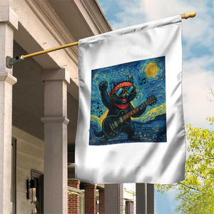 Funny Rock And Roll Garden Flag Cat Playing Guitar Starry Night Music Lover TS12 Print Your Wear