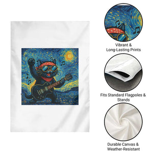 Funny Rock And Roll Garden Flag Cat Playing Guitar Starry Night Music Lover TS12 Print Your Wear