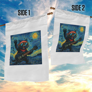 Funny Rock And Roll Garden Flag Cat Playing Guitar Starry Night Music Lover TS12 Print Your Wear