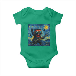 Funny Rock And Roll Baby Onesie Cat Playing Guitar Starry Night Music Lover TS12 Irish Green Print Your Wear