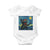 Funny Rock And Roll Baby Onesie Cat Playing Guitar Starry Night Music Lover TS12 White Print Your Wear