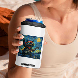 Funny Rock And Roll 4 in 1 Can Cooler Tumbler Cat Playing Guitar Starry Night Music Lover TS12 Print Your Wear
