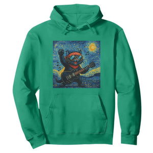 Funny Rock And Roll Hoodie Cat Playing Guitar Starry Night Music Lover TS12 Irish Green Print Your Wear