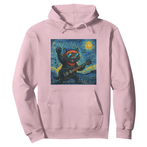 Funny Rock And Roll Hoodie Cat Playing Guitar Starry Night Music Lover TS12 Light Pink Print Your Wear