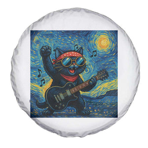Funny Rock And Roll Spare Tire Cover Cat Playing Guitar Starry Night Music Lover TS12 Print Your Wear
