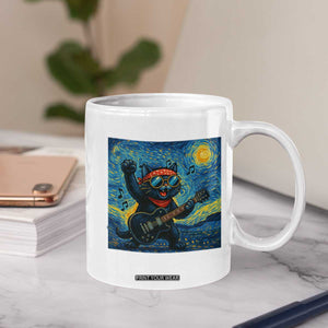 Funny Rock And Roll Coffee Mug Cat Playing Guitar Starry Night Music Lover TS12 Print Your Wear