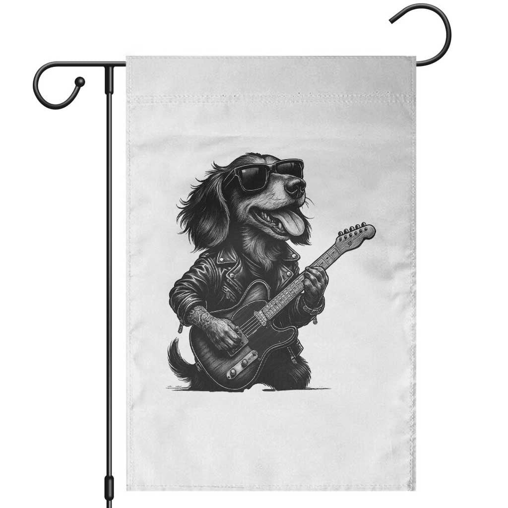 Rock And Roll Dachshund Garden Flag Dog Playing Guitar Music Lover TS12 White Print Your Wear