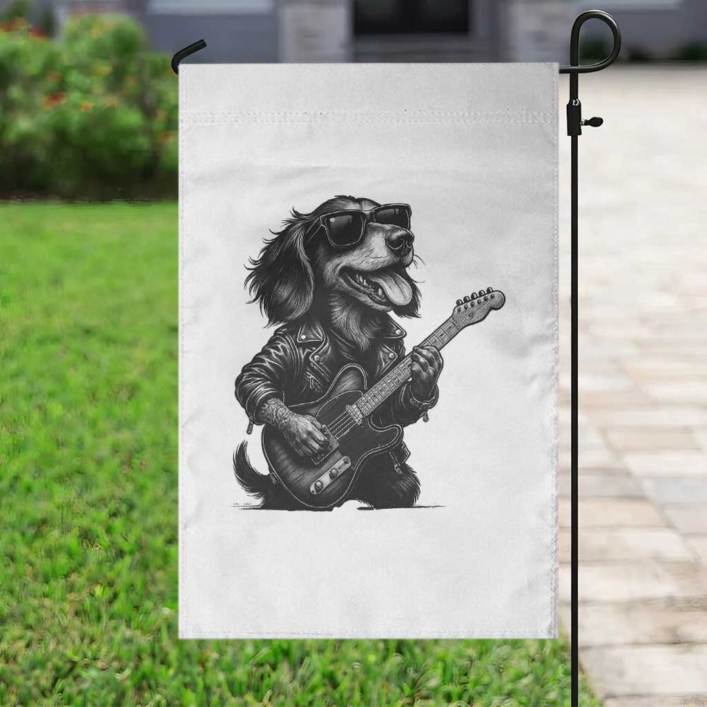 Rock And Roll Dachshund Garden Flag Dog Playing Guitar Music Lover TS12 Print Your Wear