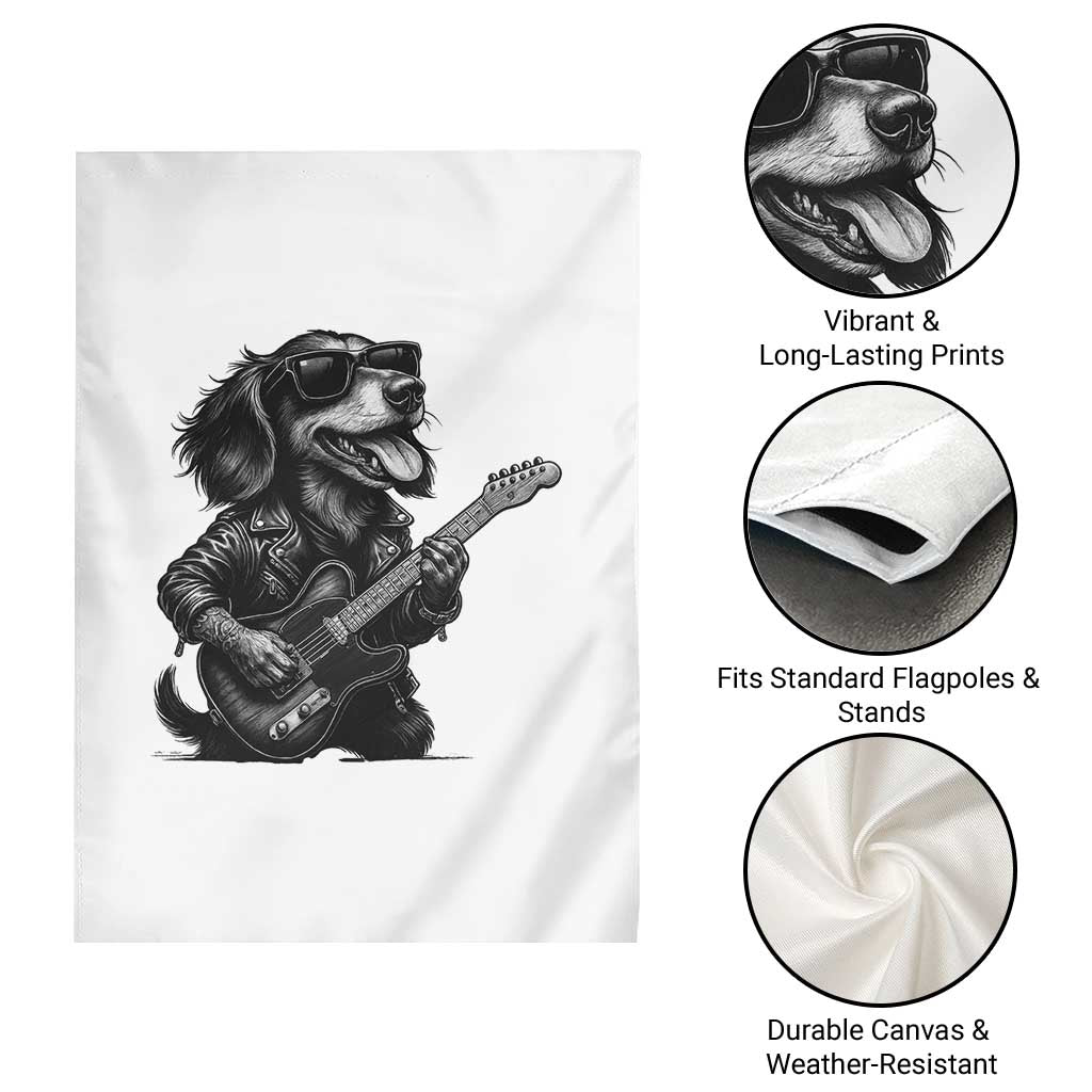 Rock And Roll Dachshund Garden Flag Dog Playing Guitar Music Lover TS12 Print Your Wear