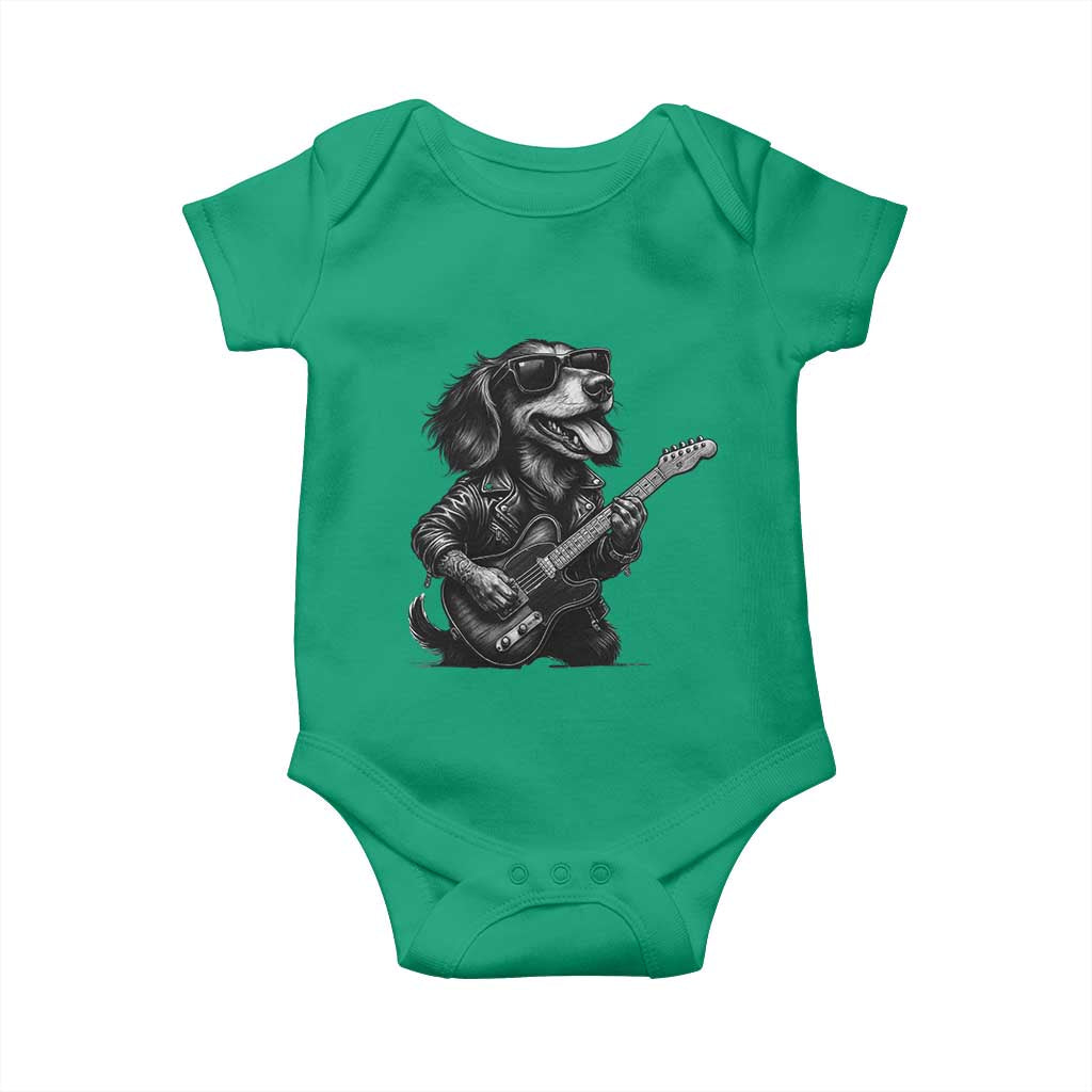 Rock And Roll Dachshund Baby Onesie Dog Playing Guitar Music Lover TS12 Irish Green Print Your Wear