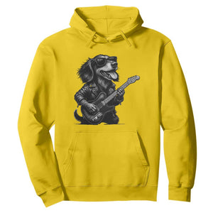Rock And Roll Dachshund Hoodie Dog Playing Guitar Music Lover TS12 Daisy Print Your Wear