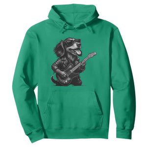Rock And Roll Dachshund Hoodie Dog Playing Guitar Music Lover TS12 Irish Green Print Your Wear