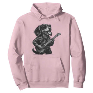 Rock And Roll Dachshund Hoodie Dog Playing Guitar Music Lover TS12 Light Pink Print Your Wear