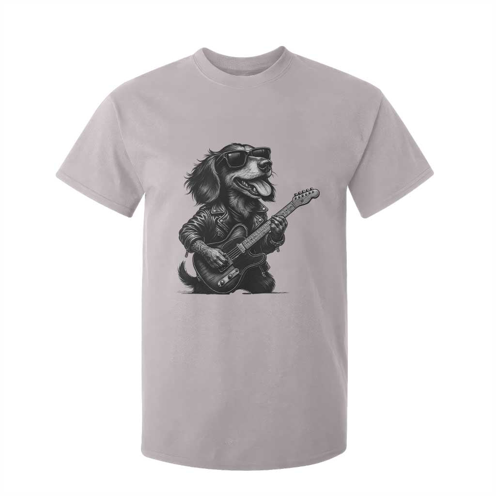 Rock And Roll Dachshund T Shirt For Kid Dog Playing Guitar Music Lover TS12 Ice Gray Print Your Wear