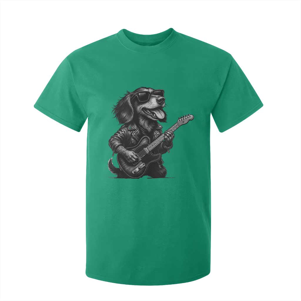 Rock And Roll Dachshund T Shirt For Kid Dog Playing Guitar Music Lover TS12 Irish Green Print Your Wear