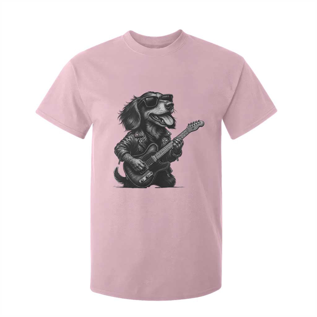 Rock And Roll Dachshund T Shirt For Kid Dog Playing Guitar Music Lover TS12 Light Pink Print Your Wear