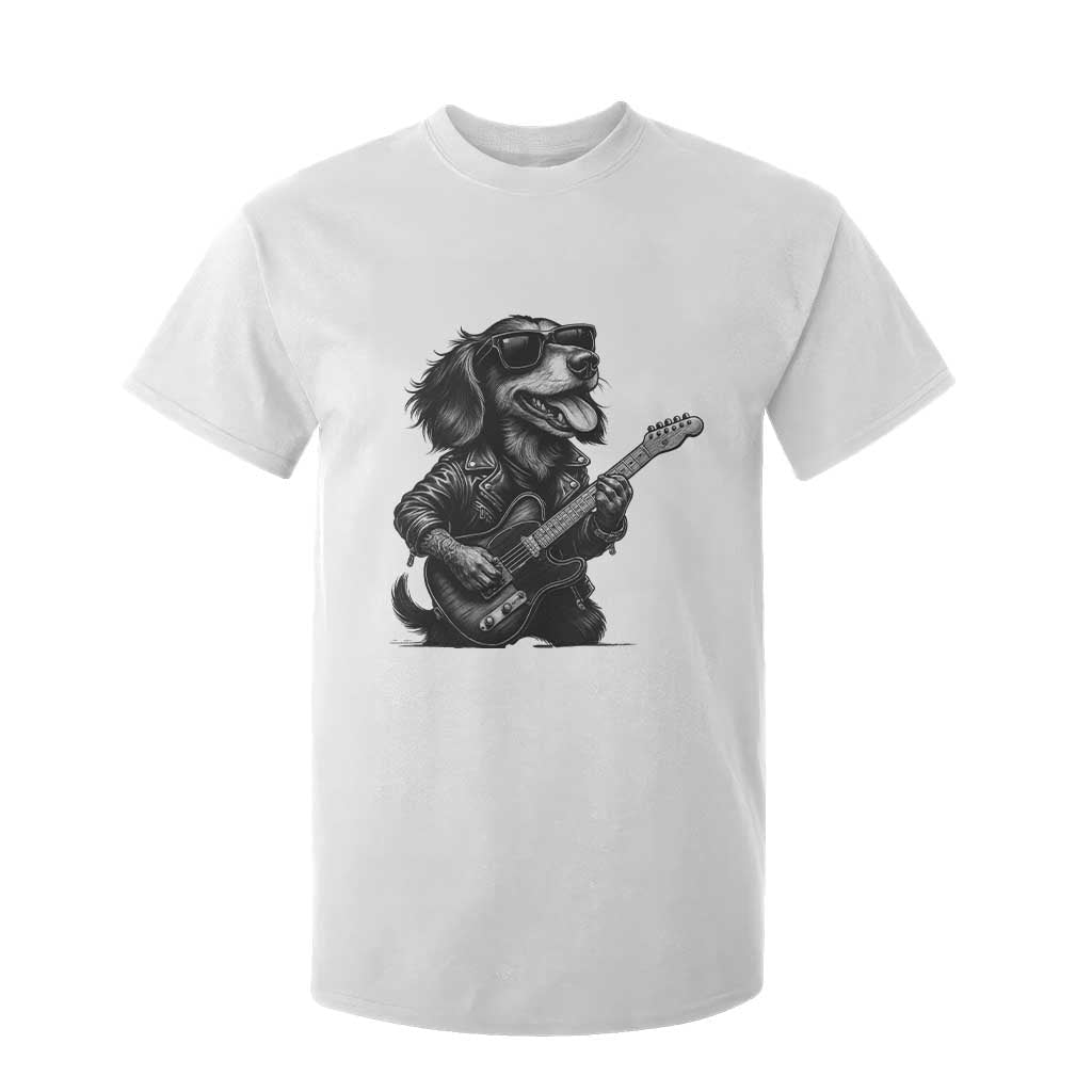 Rock And Roll Dachshund T Shirt For Kid Dog Playing Guitar Music Lover TS12 White Print Your Wear