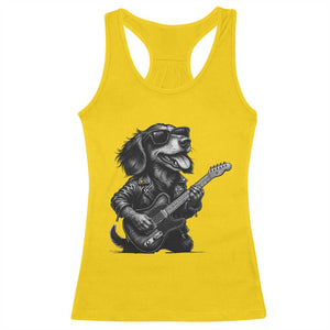 Rock And Roll Dachshund Racerback Tank Top Dog Playing Guitar Music Lover TS12 Daisy Print Your Wear