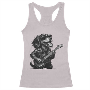 Rock And Roll Dachshund Racerback Tank Top Dog Playing Guitar Music Lover TS12 Ice Gray Print Your Wear