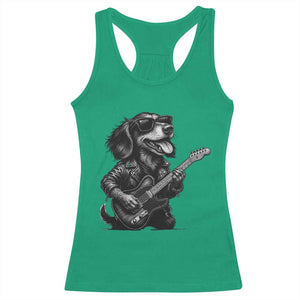 Rock And Roll Dachshund Racerback Tank Top Dog Playing Guitar Music Lover TS12 Irish Green Print Your Wear