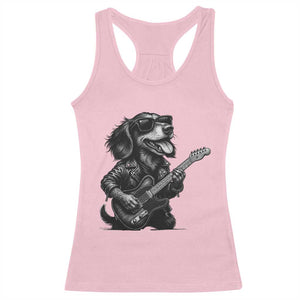 Rock And Roll Dachshund Racerback Tank Top Dog Playing Guitar Music Lover TS12 Light Pink Print Your Wear