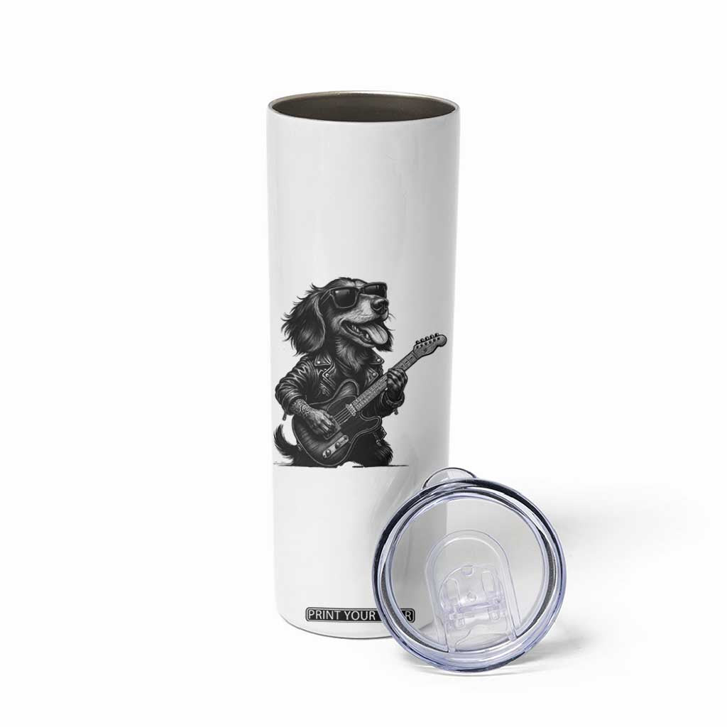 Rock And Roll Dachshund Skinny Tumbler Dog Playing Guitar Music Lover TS12 Print Your Wear