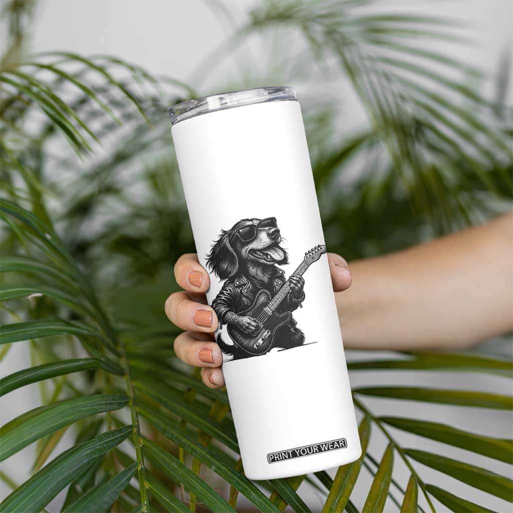Rock And Roll Dachshund Skinny Tumbler Dog Playing Guitar Music Lover TS12 Print Your Wear