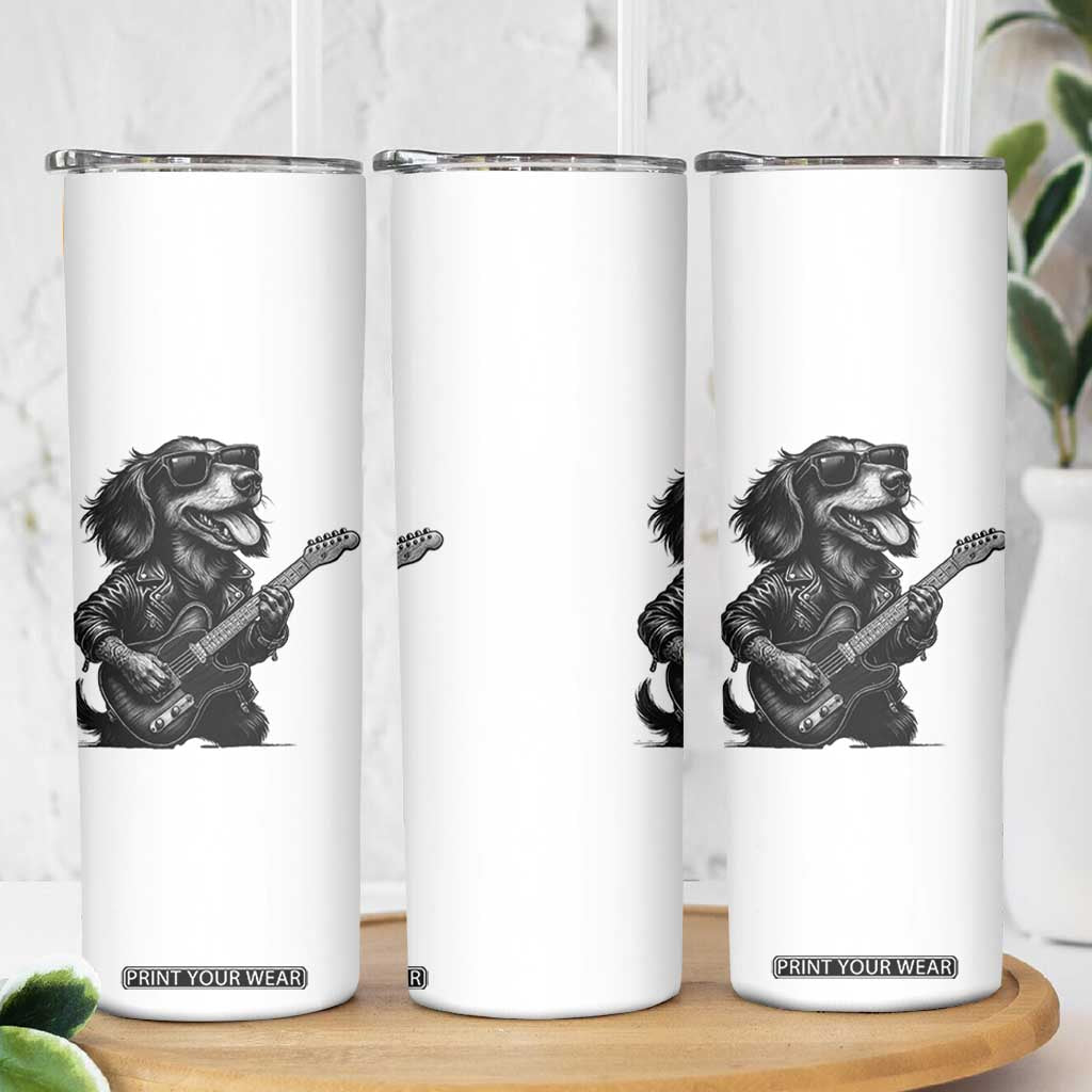 Rock And Roll Dachshund Skinny Tumbler Dog Playing Guitar Music Lover TS12 Print Your Wear