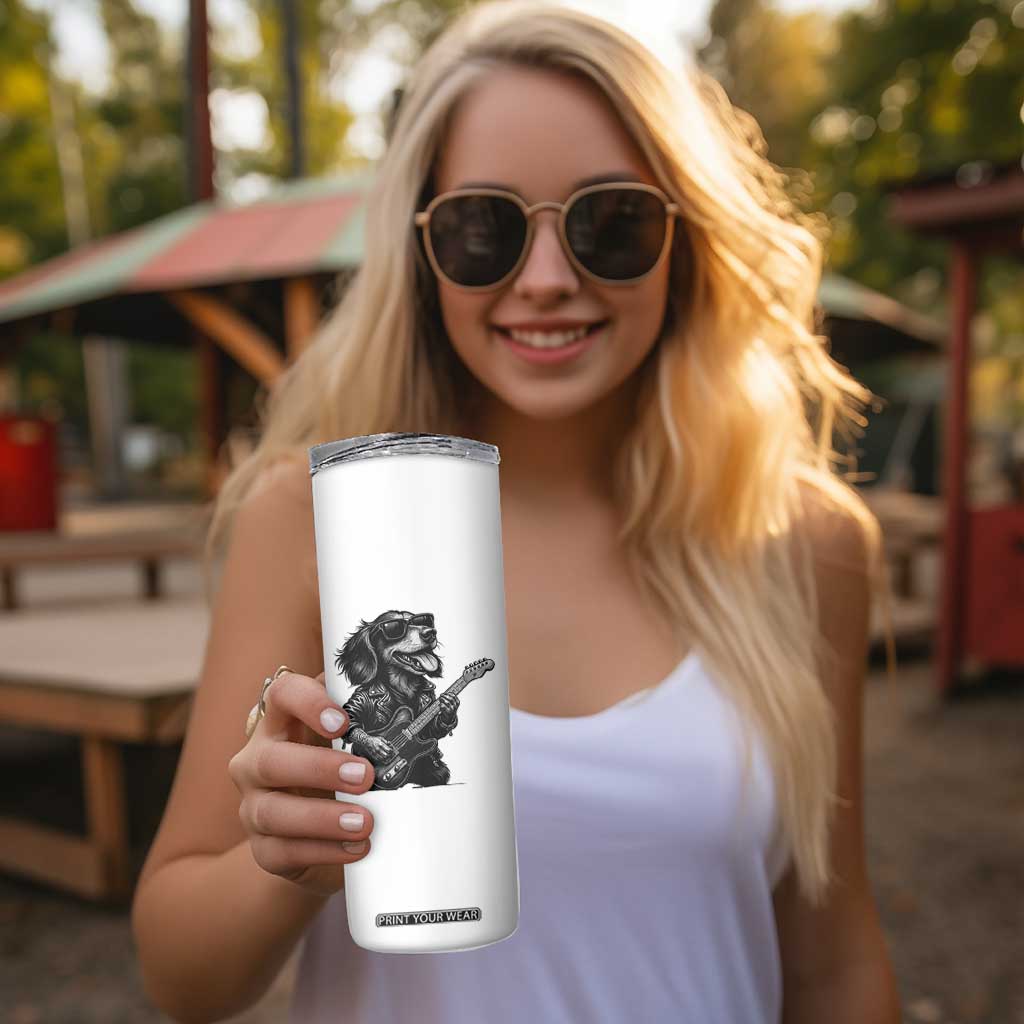 Rock And Roll Dachshund Skinny Tumbler Dog Playing Guitar Music Lover TS12 Print Your Wear