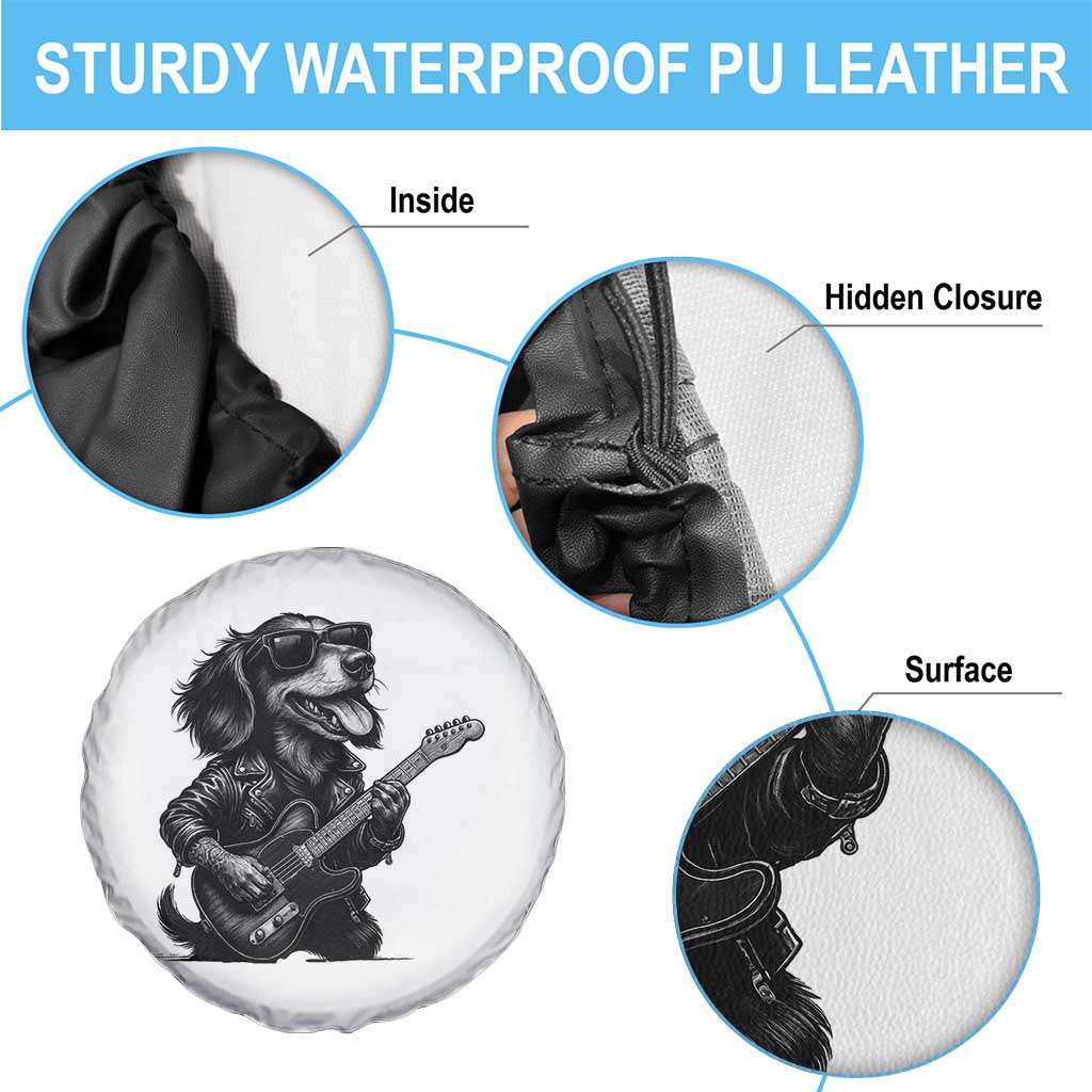 Rock And Roll Dachshund Spare Tire Cover Dog Playing Guitar Music Lover TS12 Print Your Wear