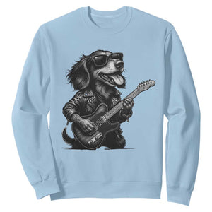 Rock And Roll Dachshund Sweatshirt Dog Playing Guitar Music Lover TS12 Light Blue Print Your Wear