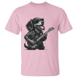 Rock And Roll Dachshund T Shirt Dog Playing Guitar Music Lover TS12 Light Pink Print Your Wear