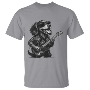 Rock And Roll Dachshund T Shirt Dog Playing Guitar Music Lover TS12 Sport Gray Print Your Wear