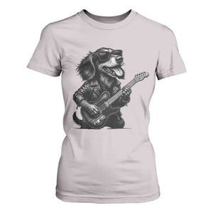 Rock And Roll Dachshund T Shirt For Women Dog Playing Guitar Music Lover TS12 Ice Gray Print Your Wear