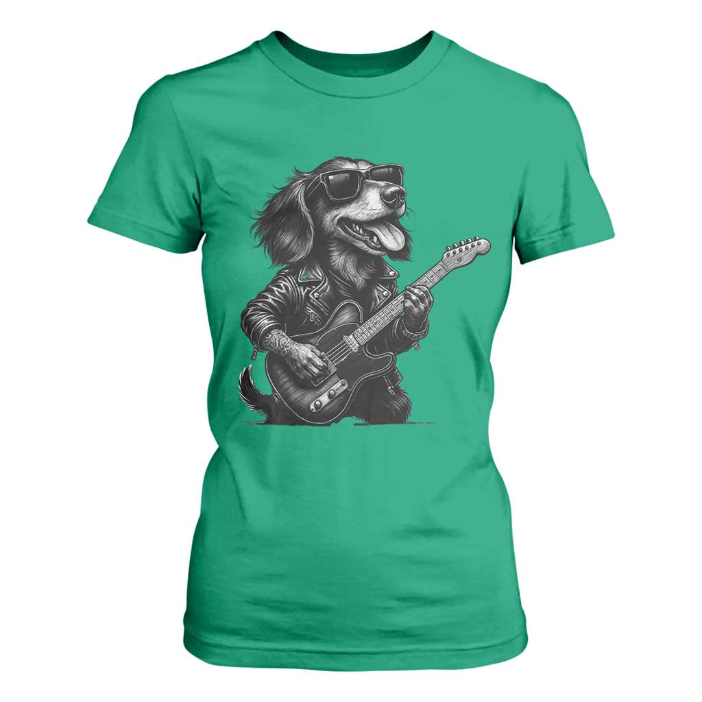 Rock And Roll Dachshund T Shirt For Women Dog Playing Guitar Music Lover TS12 Irish Green Print Your Wear