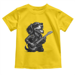 Rock And Roll Dachshund Toddler T Shirt Dog Playing Guitar Music Lover TS12 Daisy Print Your Wear