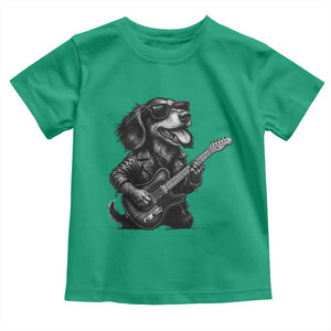 Rock And Roll Dachshund Toddler T Shirt Dog Playing Guitar Music Lover TS12 Irish Green Print Your Wear