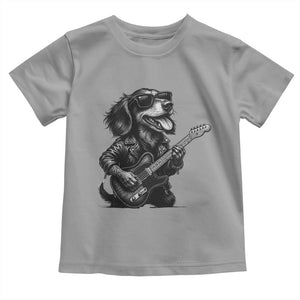 Rock And Roll Dachshund Toddler T Shirt Dog Playing Guitar Music Lover TS12 Sport Gray Print Your Wear