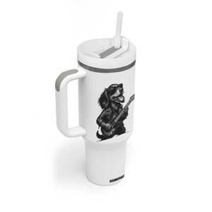 Rock And Roll Dachshund Tumbler With Handle Dog Playing Guitar Music Lover TS12 Print Your Wear