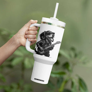 Rock And Roll Dachshund Tumbler With Handle Dog Playing Guitar Music Lover TS12 Print Your Wear
