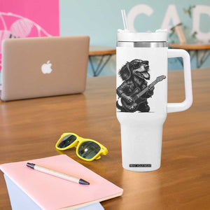 Rock And Roll Dachshund Tumbler With Handle Dog Playing Guitar Music Lover TS12 Print Your Wear