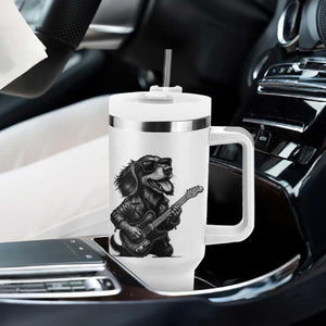 Rock And Roll Dachshund Tumbler With Handle Dog Playing Guitar Music Lover TS12 Print Your Wear